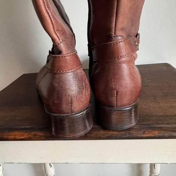 Brown knee-high boot size 8 harness moto boho campus chocolate - Picture 6 of 8